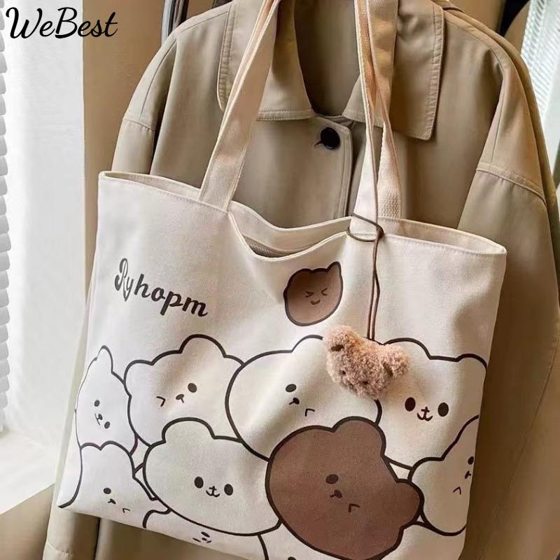 

Cartoon Large Capacity Student Canvas Tote Bag