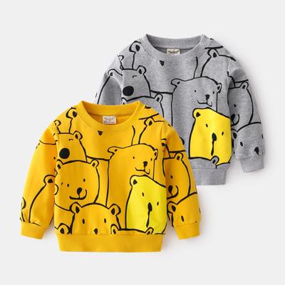 Camiseta infantil fofa de urso com desenho animado, camiseta casual de gola redonda da moda para meninos
