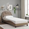 VidaXL Bed Frames with Headboard, Upholstered Bed with Cushion, Single Bed, Adult Bedroom Bed, Modern, Cappuccino 90x200 3208072