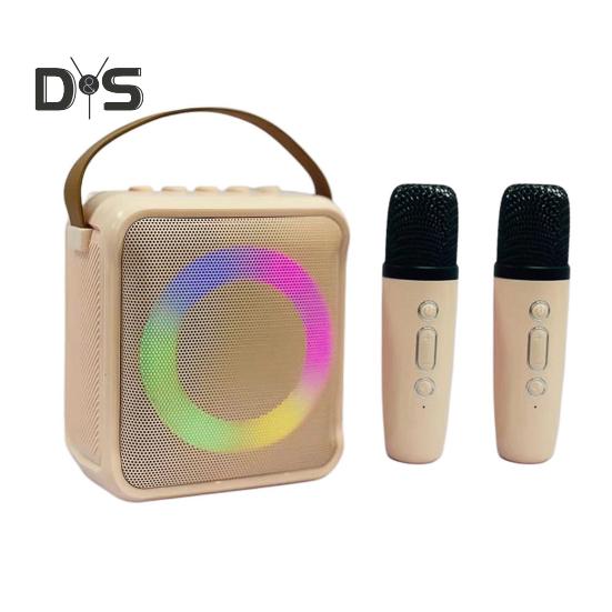 

Bluetooth-совместимый динамик с комплектом микрофонов, быстрое подключение, объемные звуковые эффекты без задержек, мини-игрушка для караоке белый