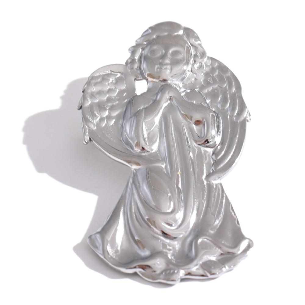 

Yhpup 316L Stainless Steel Metal Angel Wing Brooches Charm Statement Clothing Lapel Brooch Pins Jewelry Accessories Gift