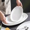 Pure White Thick Edge Oval Ceramic Plate for Steamed Fish - Large Size Tableware