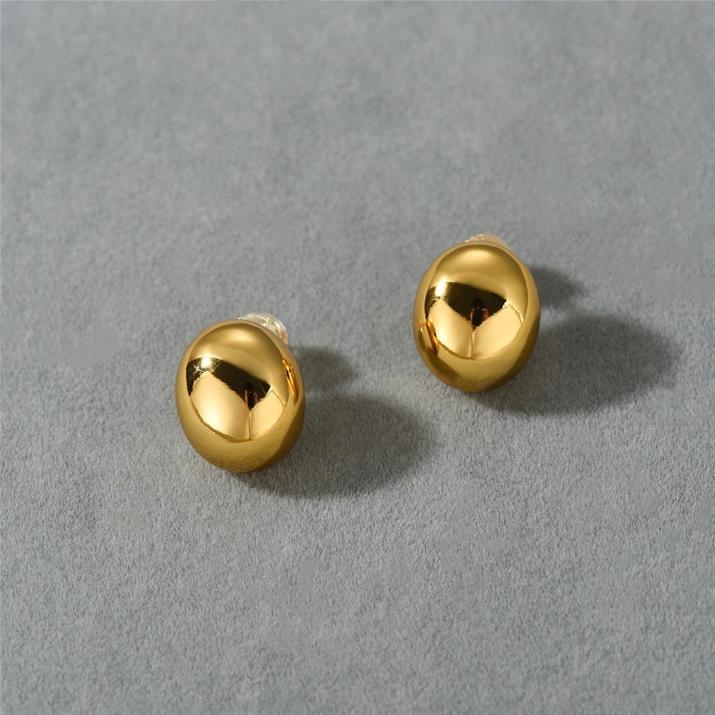 Wind Oval Hollow Jelly Bean S925 Silver Needle Earrings Earrings Fashion Commuter Versatile Earrings Women