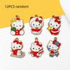 12/30PCS Cartoon Christmas Cat DIY Accessories Winter Katy Cat Alloy Drip Oil Bag Decorations Small Pendants