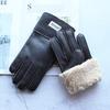 Winter Warm Sheepskin Fur Gloves Men's Thickened Windproof and Cold-Proof Outdoor Riding Sheep Leather Wool Finger Gloves