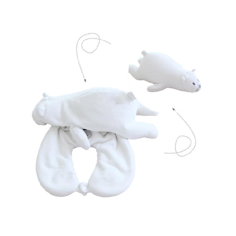 Kids Travel Pillow 2 in 1 Deformable Neck Pillow Soft Ushaped Pillow with Lovely Animal Sleep Companions