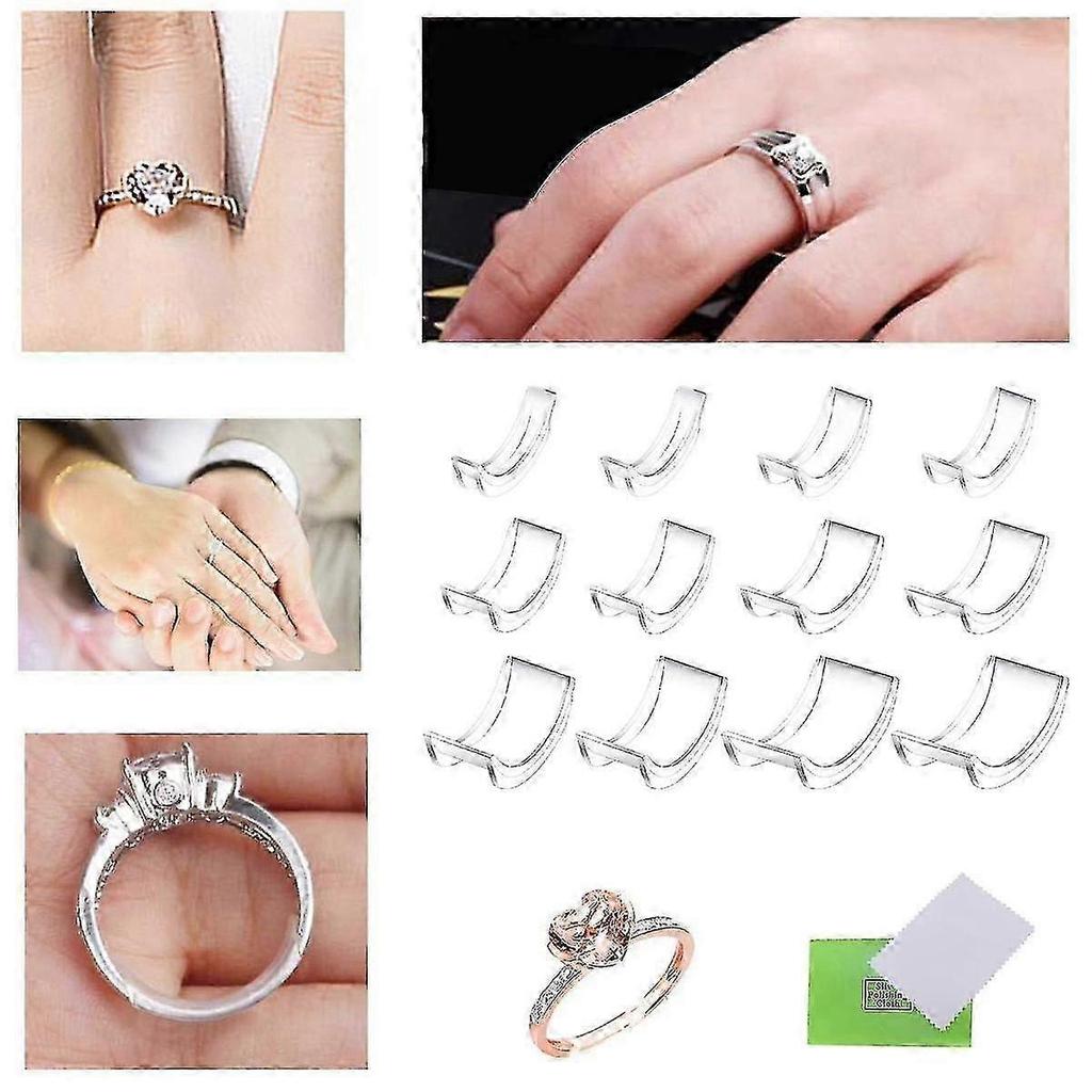 12Pcs Invisible for Loose Rings Ring Adjuster Fit Any Rings Ring Clips To Make Rings Smaller Ring