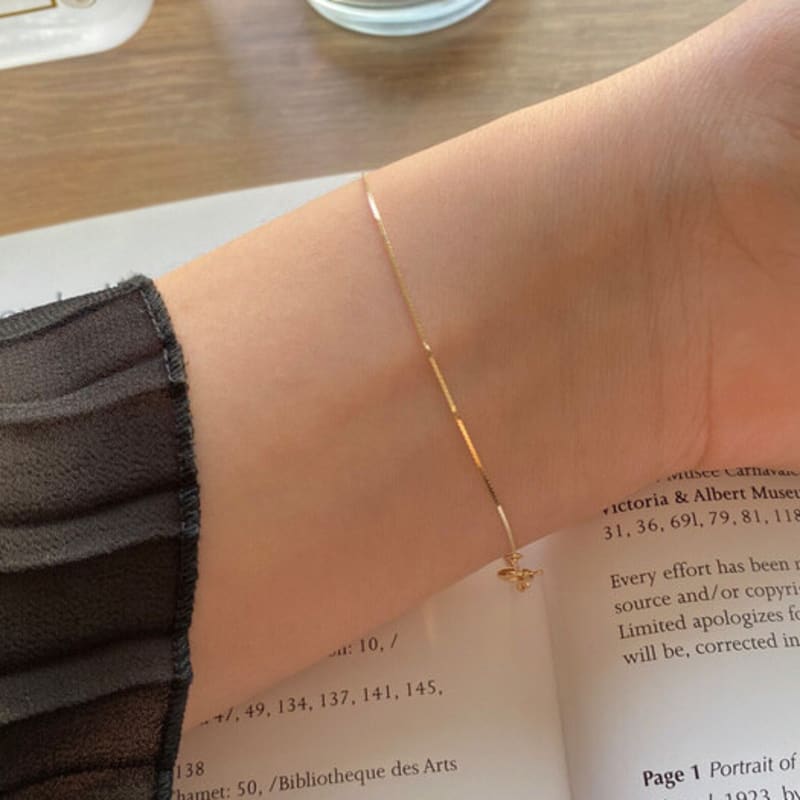 

Taupe 14k gold silky bracelet - daily chain gold bracelet 16cm