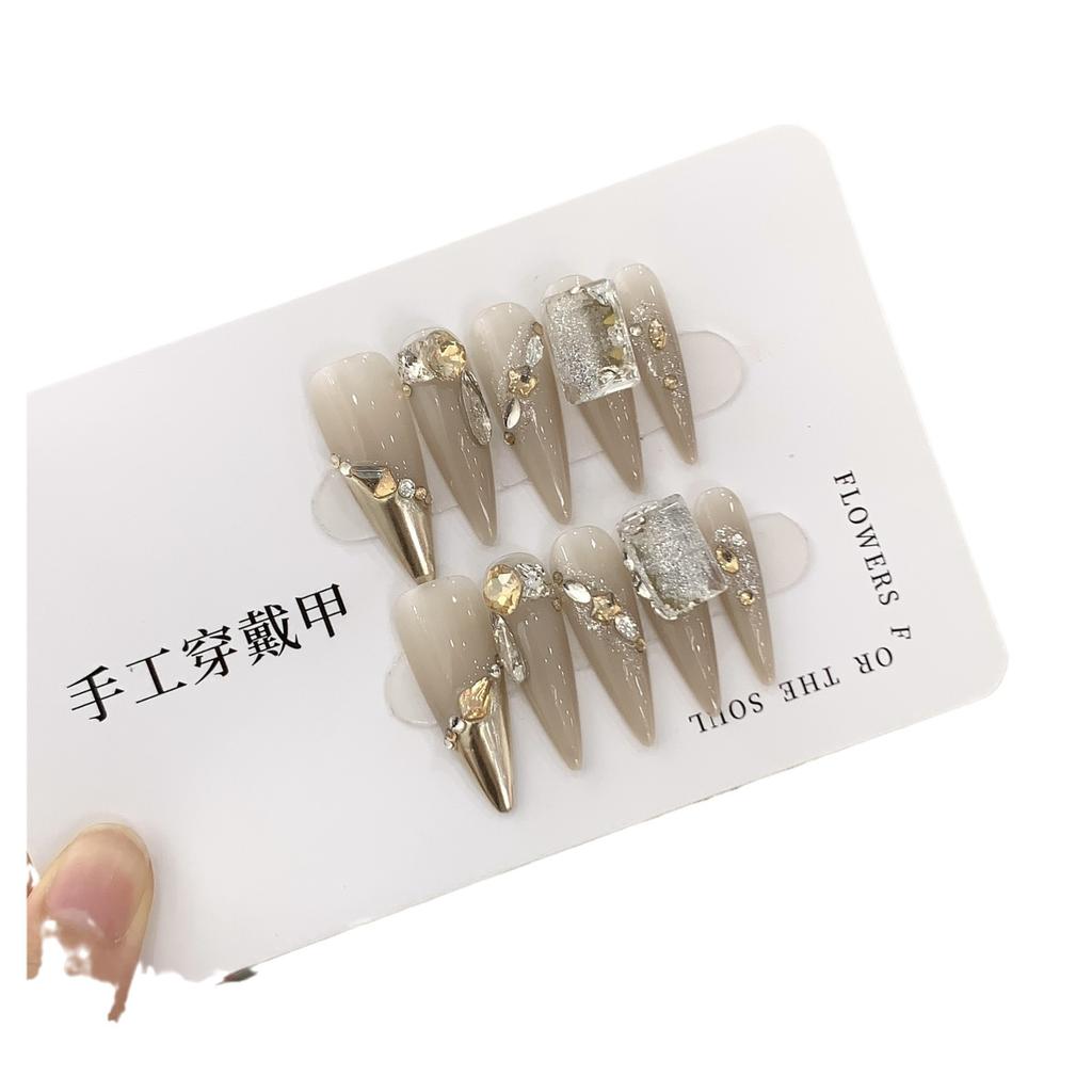 Handmade Hot-shot Long-tip Patch Aurora Magic Mirror Bottom Square Diamond Platinum Princess