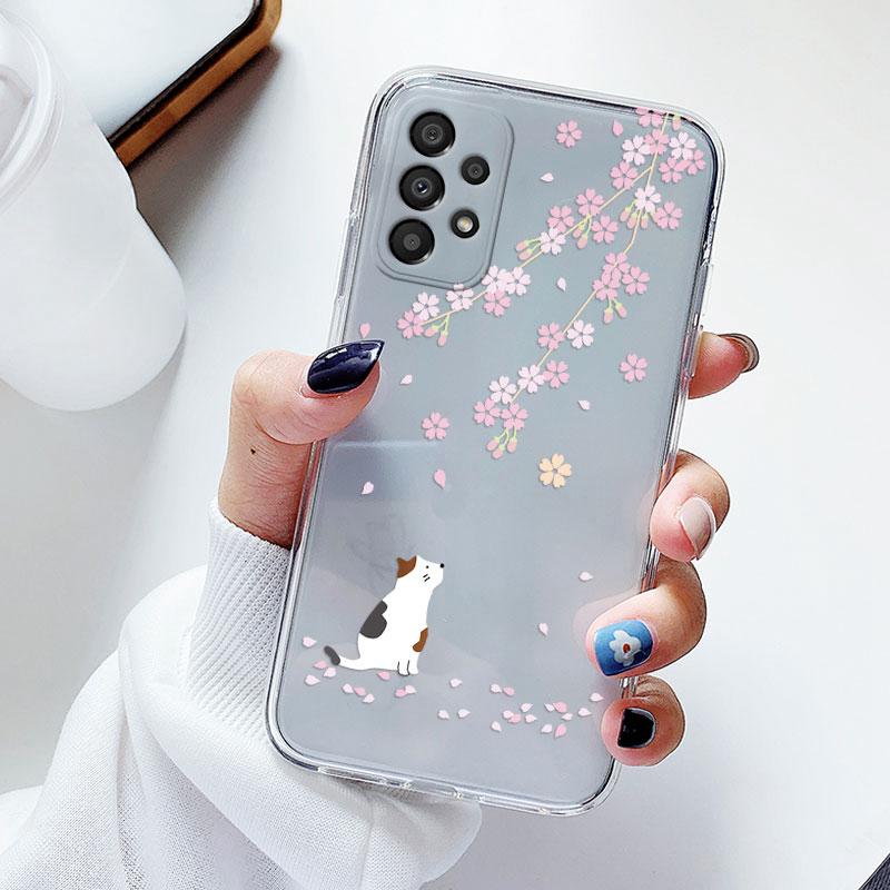 Phone Case For Samsung A53 5G A33 Floral Silicon Cover For Samsung Galaxy A73 Fundas Coque Transparent Soft Capas Flower TPU