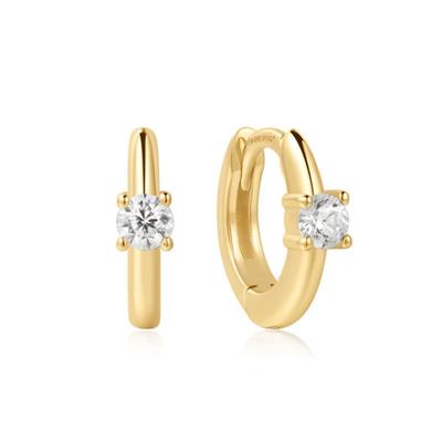 ANIA HAIE Gold Solitaire Cubic Zirconia Mini 925 Silver Ring Earrings E061-03G