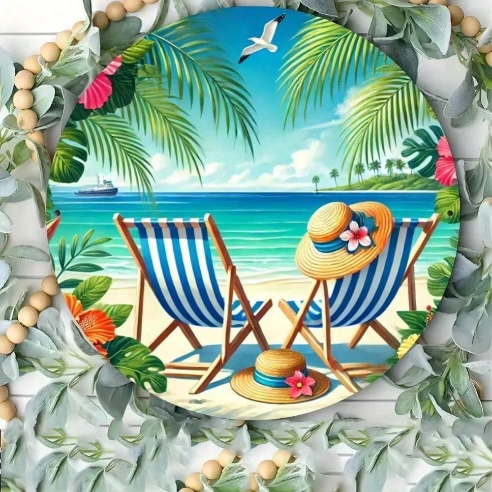 Tropical Palm Leaf Metal Wall Art Decor for Home Bar Cafe Beach Party