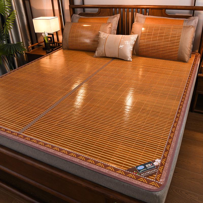 Bamboo Ice Silk Summer Cooling Mat: Foldable Double-Sided Mat for Dormitory or Home, 1.8m