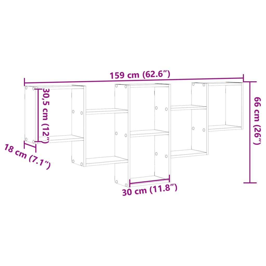 Wall Shelf Gray Sonoma 159x18x66 cm Particleboard