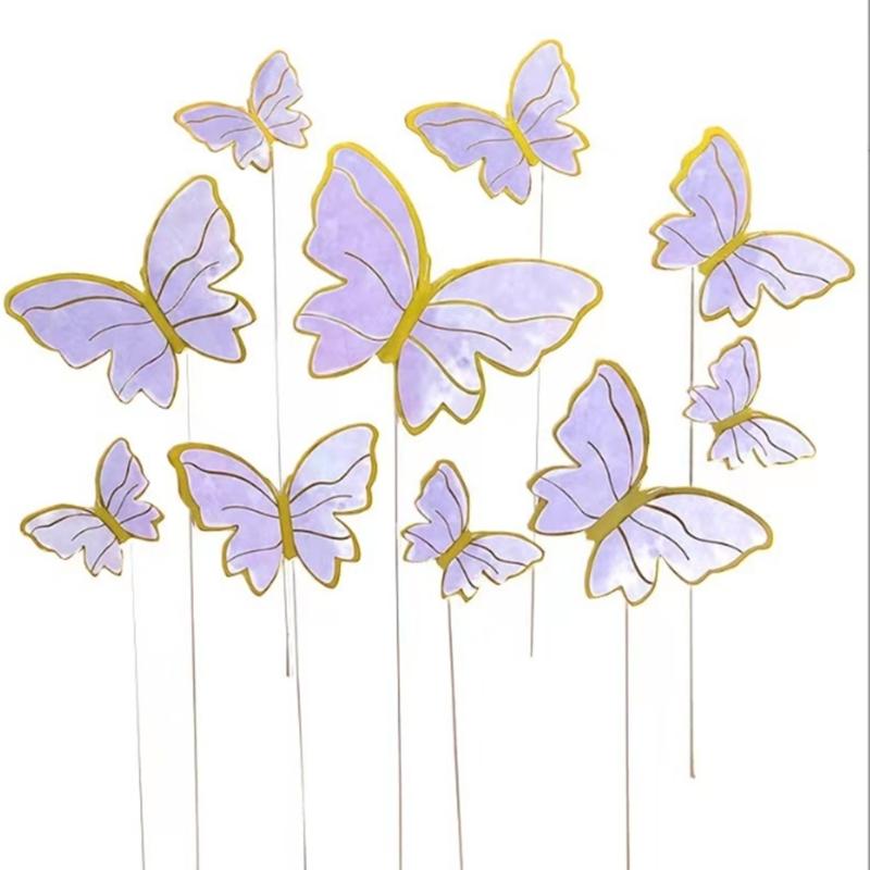 10PCS Butterfly Cake Decoration Creative Cupcakes Toppers Paper Baking Supplies for Birthday Party Wedding Anniversary