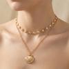 Classic Gold Color Metal Shell Beaded Necklace for Women Bohemia Double Layer Scallop Pendant Choker Summer Beach Jewelry Gift