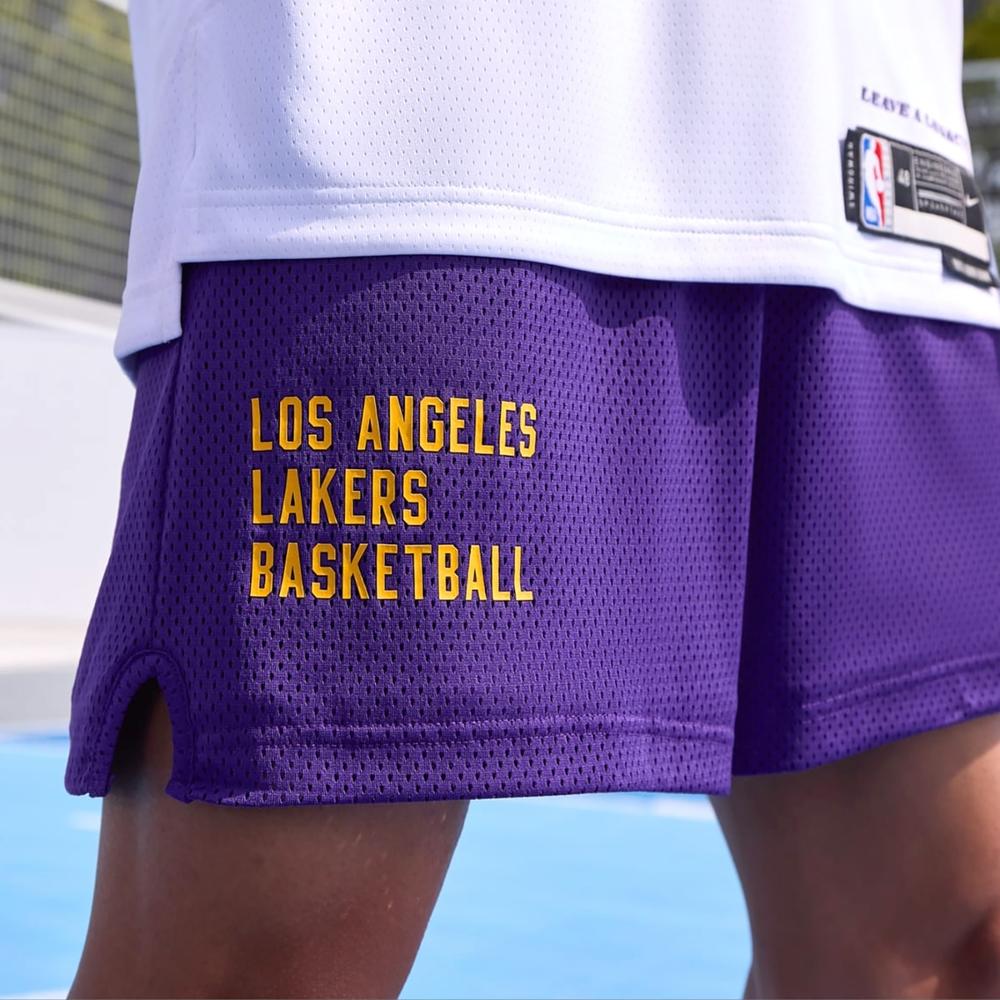 New Nike Los Angeles Lakers Basketball Shorts Men's All Over Purple DX9700-504