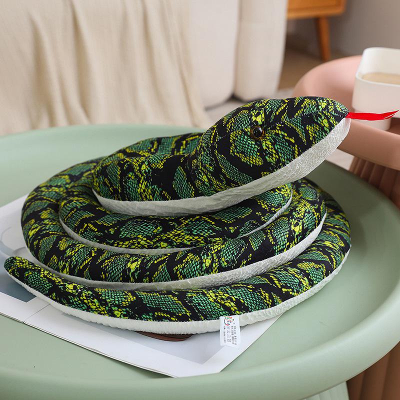 Large Coiled Python Snake Plush Toy - Realistic Cobra Doll & Prank Prop, Year of the Snake Mascot