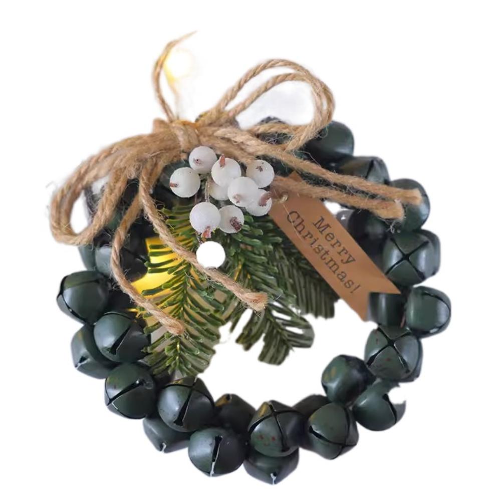 Wall Ornaments Christmas Garland Green Leaf Hanging Wreath Christmas Wreath Bell Pendant  Gift