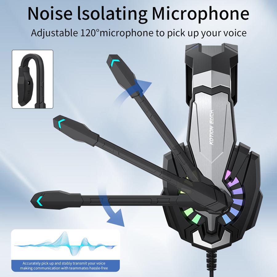 G9000 Plus Rgb Led Gaming Headset with Microphone Wired Noise Cancelling Stereo Sound for Pc Ps4 Xbox One Switch