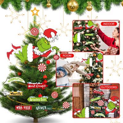 12 Christmas Decorations, Christmas Tree Toppers, Halloween Decoration Pendants Plug In Green Ornaments