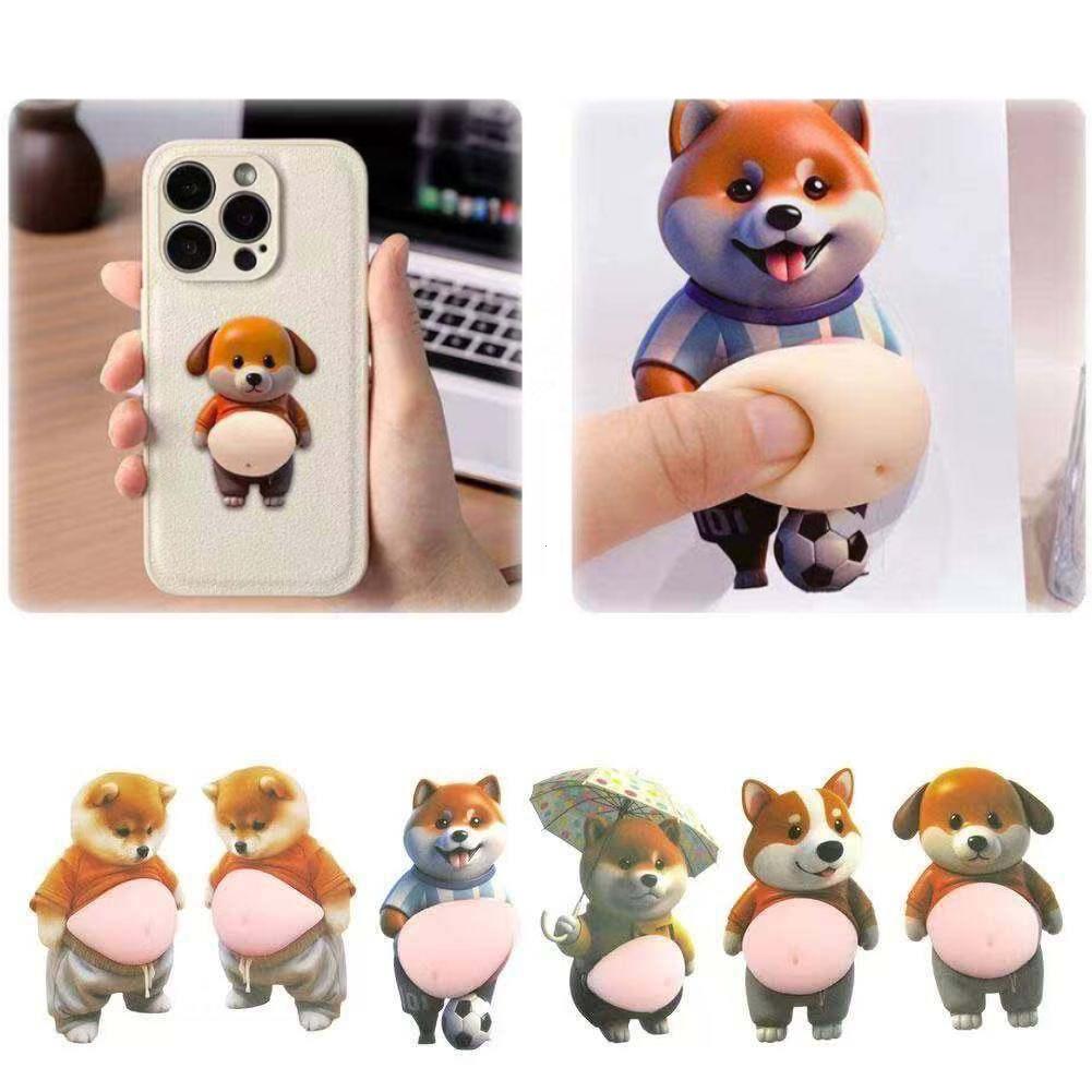 Silicone 3D Cute Puppy Sticker Squeezeable Shiba Inu Phone Case Decoration Children's Birthday Party Favor Festival Supplies