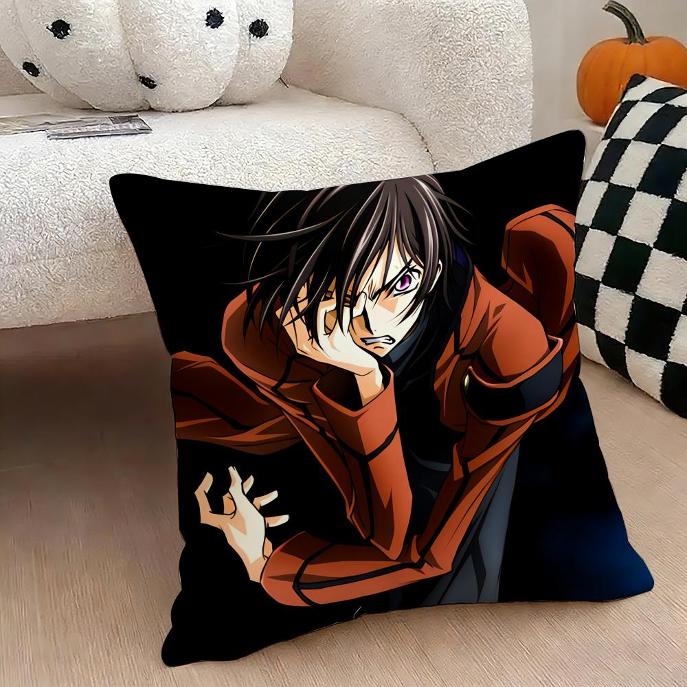 Anime CcODE GEASS Cushion Cover Natural Linen Double Sided Print Throw Pillow Case for Sofa Couch Home Decor
