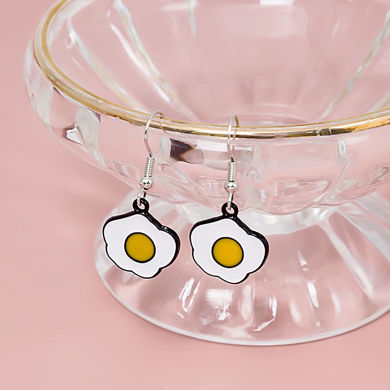 Cute and Quirky Fried Egg Earrings: Drip Oil Korean and Japanese Style for Women, Cartoon Influencer Drop Design