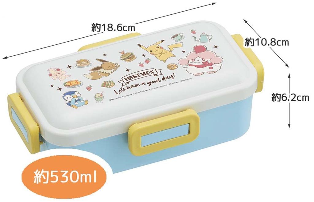 Skater Lunchbox 530ml Einschichtig Hergestellt in Japan Verschluss Spülmaschinen- und Mikrowellengeeignet Pokemon Cafe Art Damen Auslaufsicher 4-Punkt PFLB6AG-A