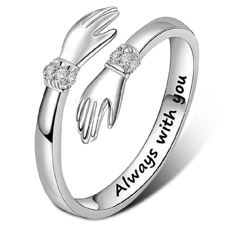 

Words-Hugging Hands Open Ring Friendship Jewelry Gift Adjustable Antique Rings