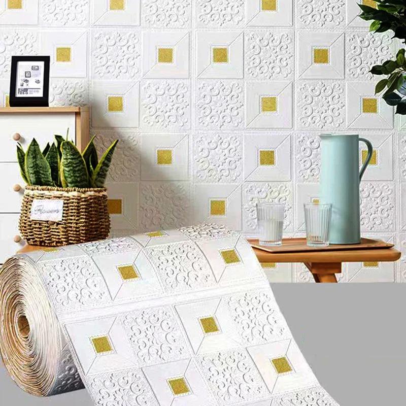 70cm * 1m 3D Three-dimensional Wall Self-adhesive Decorative Sticker Living Room Bedroom TV Background Wall Waterproof Wallpaper