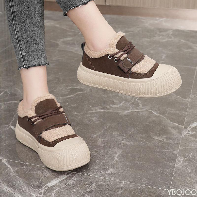 New autumn winter women's shoes warm simple solid color casual thick sole height increasing comfortable versatile women's shoes