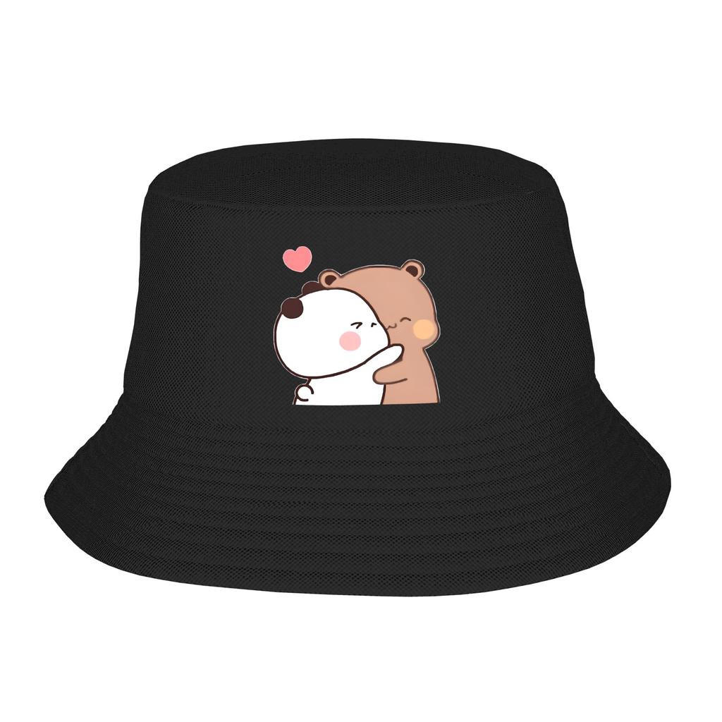 DuDu Bear and BuBu Panda Halloween Bucket Hats Summer Travel Headwear Stuff Kawaii Fishing Cap for Camping Teen Ispoti Hat