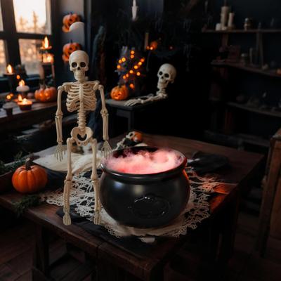 Chaudron de Sorcière d'Halloween avec Bouteille de Potion Magique Flottante et Brumisateur DIY Potion Flottante Ensemble de Bol en Plastique Noir pour Décoration Intérieure d'Halloween