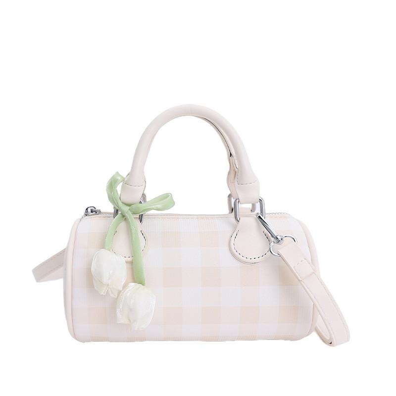 Womens Pu Pillow Bag With Contrast Check Pattern For Casual Daily Use