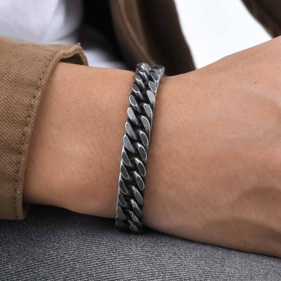 Stainless Steel  Jewelry Thick Heavy Cuban Chain Men Bracelets Wristband For Dad Boyfriend Valentine's Day Gift