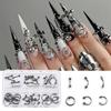 30pcs 6Grids Mixed Shaped Punk Arrow Nail Rivets Zinc Alloy Jewelry Y2k Nails Supplies DIY Nail Art Decoration Cool Style