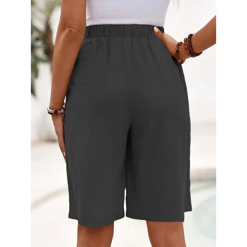 DAFIFY Damemote Uformelt ensfarget trykk sportsshorts med høy midje