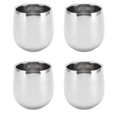 4 Stück Kaffeetasse Edelstahl Doppelwandisolierung Verhindert Verbrühungen Gebogene Tasse 200ML
