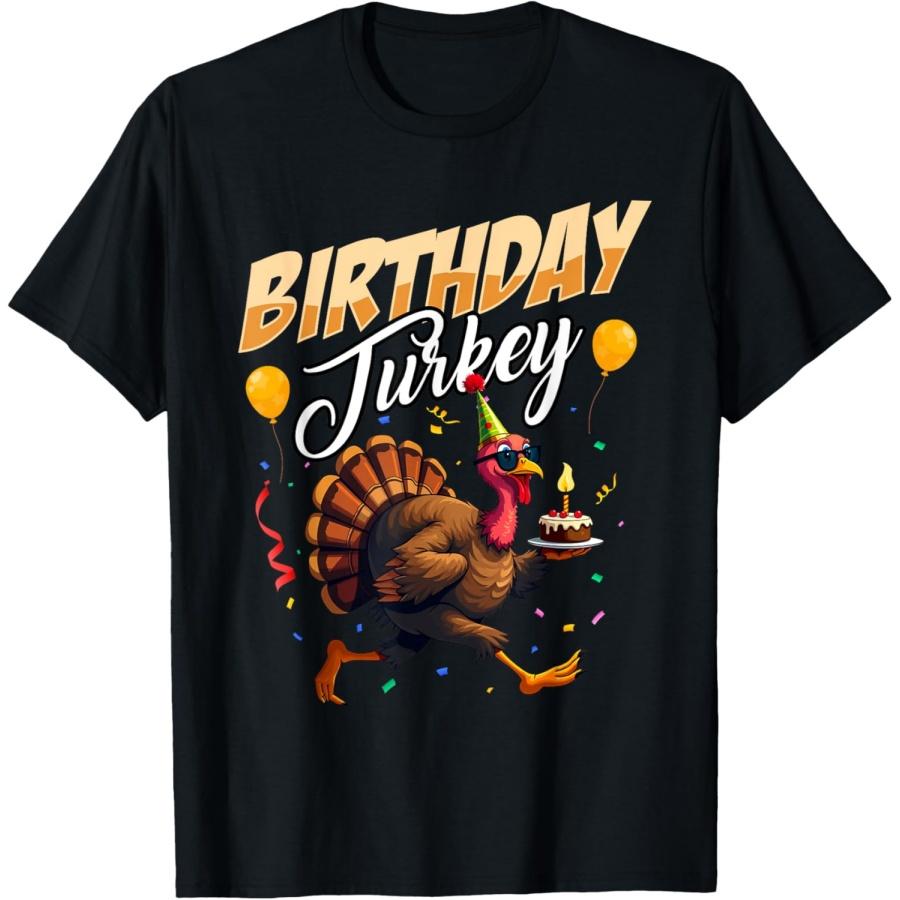 

Happy Thanksgiving Turkey Day Birthday Turkey T-Shirt - Unisex-Adults, Kids - Black - Short Sleeve - Thanksgiving-themed birthday T-Shirt XXXXXL чёрный
