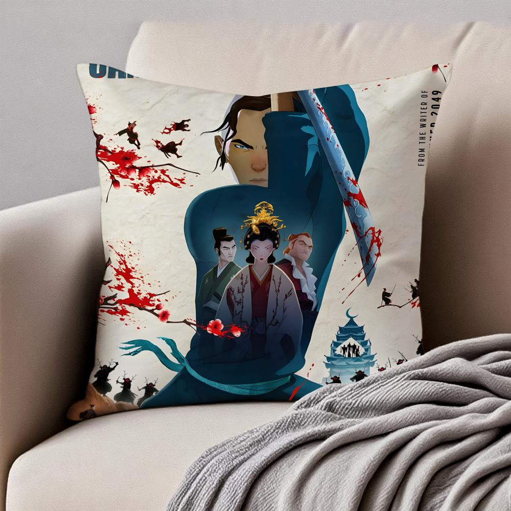 B-Blue Eye Samurai Cushion Cover Pillowcase Anti-Dustmite Invisible Zipper Short Plush Sofa Cushion