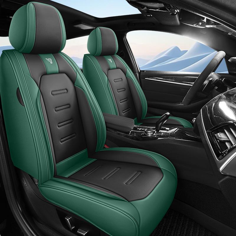 Fundas de Asiento Transpirables de 5 Plazas / Cubierta Completa de Cuero PU / Acolchado Estéreo Lateral para Mayor Comodidad / Protectores de Asiento para Todas las Estaciones / Cuidado del Interior