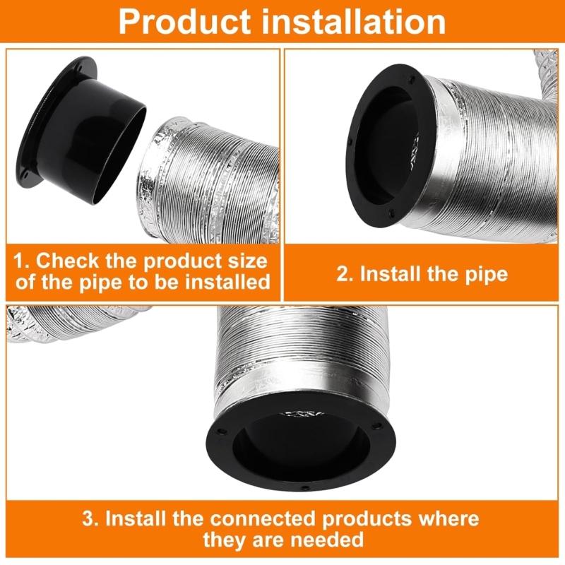 2pcs ABS  Flange Kit Strong 3 Inch Plastic Dryer   for HVAC Systems & Appliance Exhaust Connection