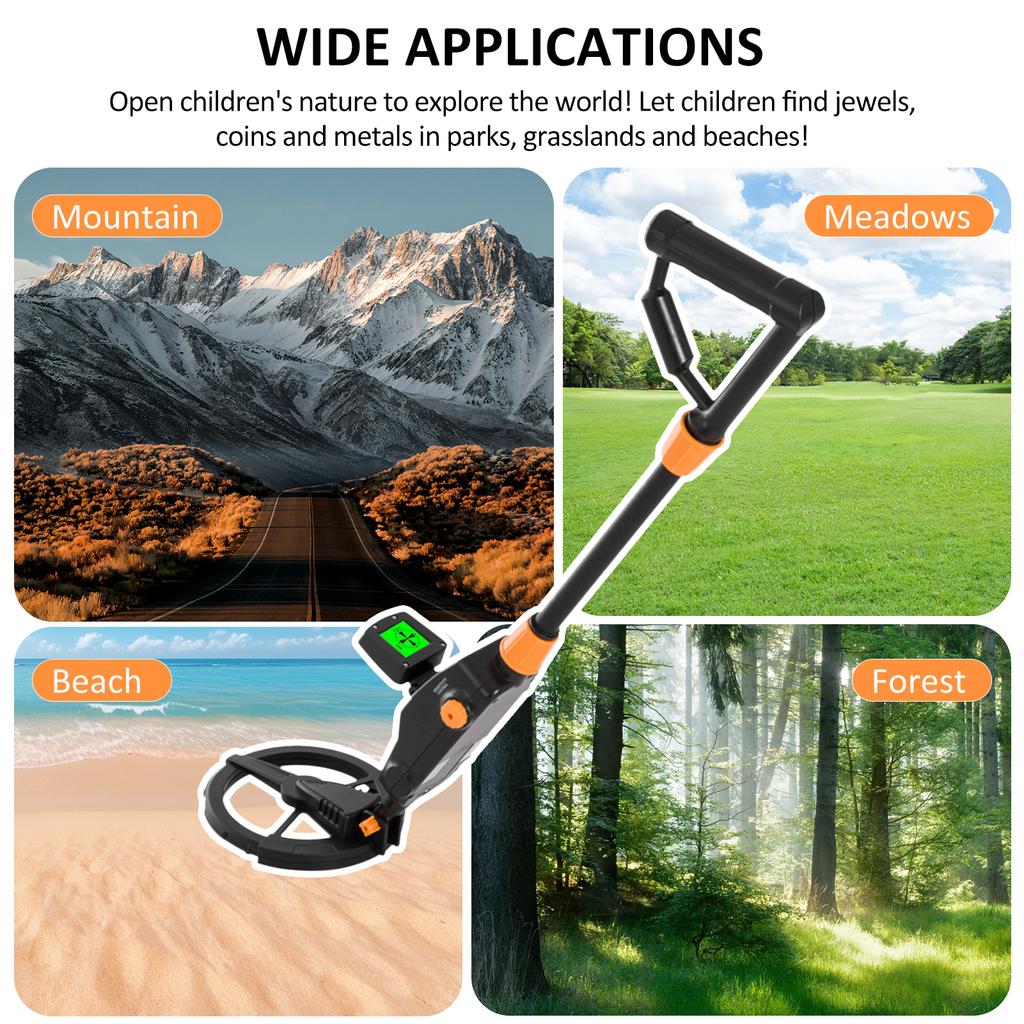 MD-1008A Metal Detector for Kids, Waterproof Search Coil Kids Metal Detector with LCD Display &   Stem, High Accuracy Professional Metal Dete