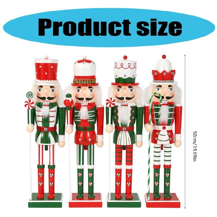Nutcrackers Display with Ribbon Scepter Home Decoration 50CM Tall Nutcrackers Figure Candy Series for Christmas Display