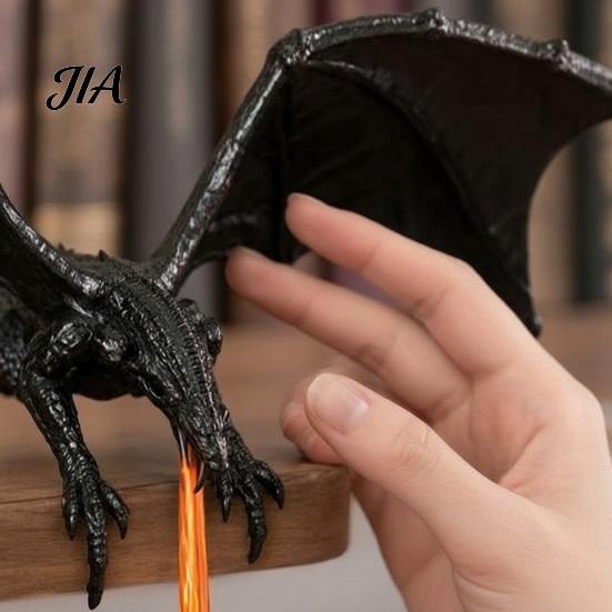 Dragon Bookshelf Decor Fire-breathing Figurine, Durable PLA Flying Book Stopper, 3D Printed Statue Print Fantasy Ornament for Home Office Library Cool