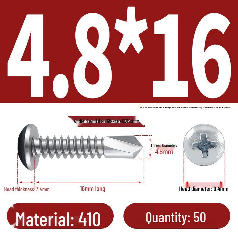 Stainless Steel 304 Phillips Round Head Self-Drilling & Tapping Screws, M3.9/M4.8/M5.5 Swallowtail Bolts
