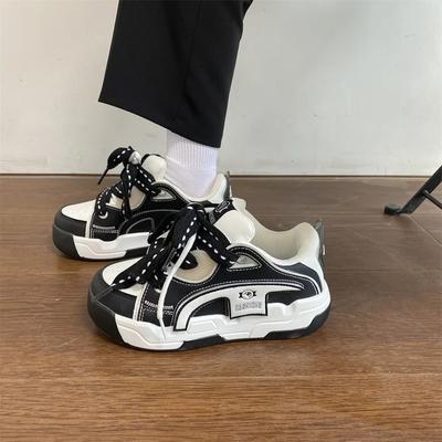 Damen Chunky Sneaker mit breiter Sohle Design Brotschuhe Mädchen Plateau Sportschuhe Damen Freizeitschuhe