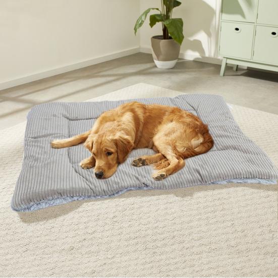 Dog Mat Comfortable Soft Warm Pet Bed Gray Corduroy PV Fleece Washable Kennel Pad for Dogs Cats Sleeping