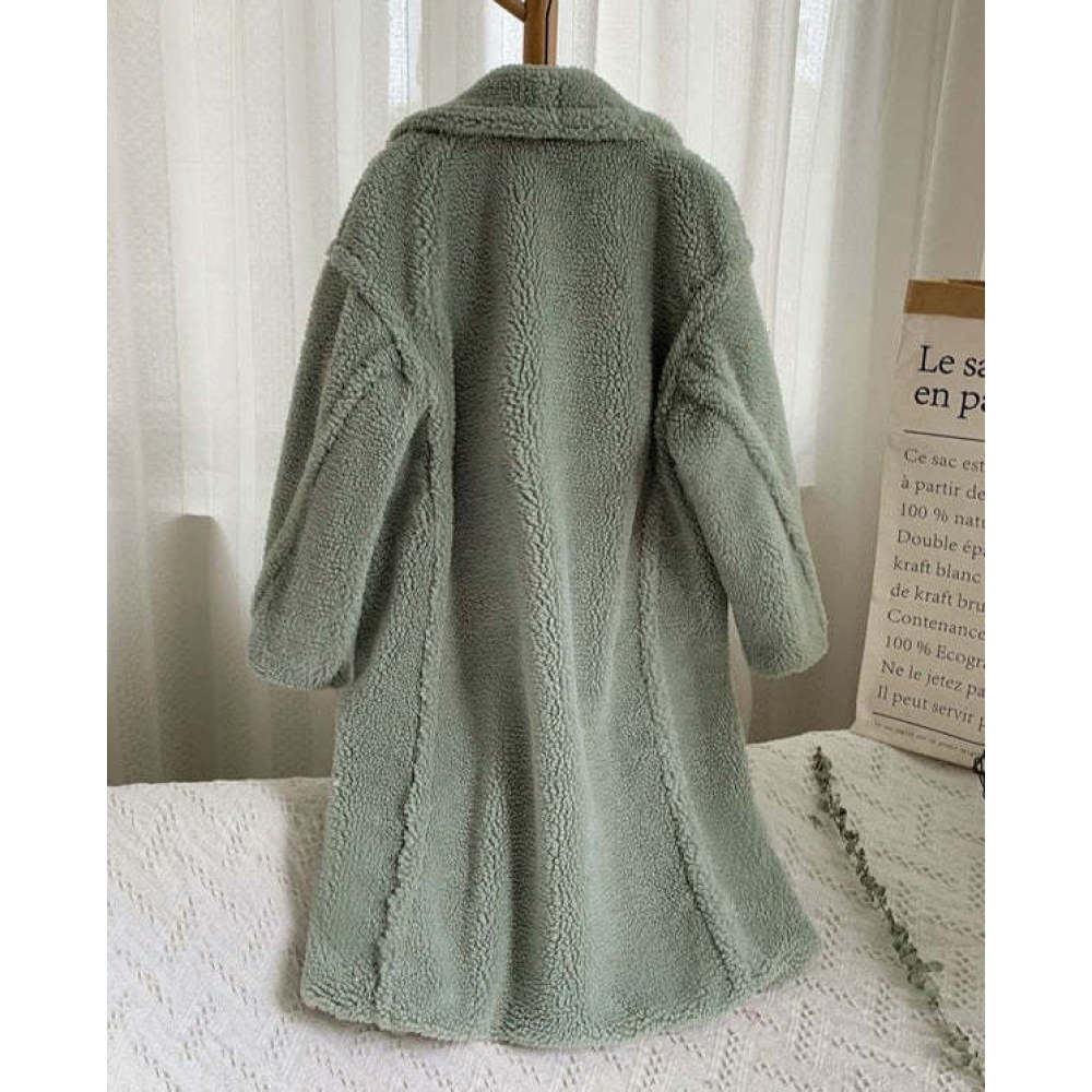 Loose Fur All-in-one Imitation Fur Jacket For Women Mid-length Large Trench Coat Lambswool